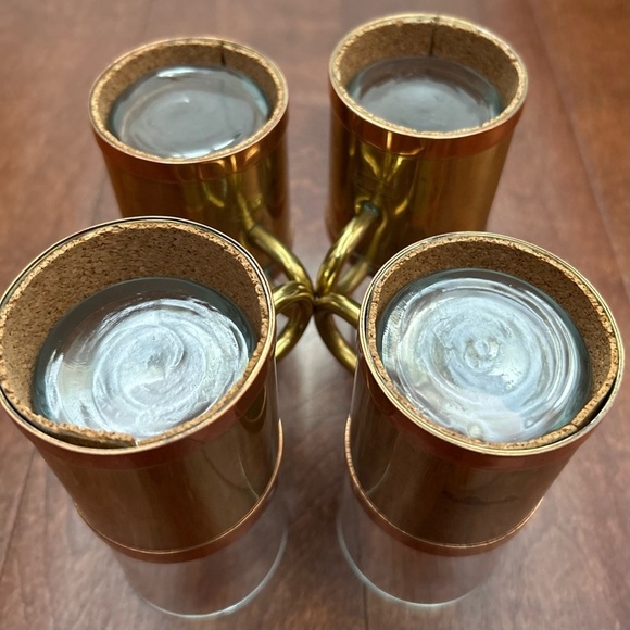 Vintage Beucler Irish Turkish Coffee Espresso Cups, Glass Copper Brass, Set of 4 - Picture 11 of 15